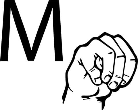 Asl Sign Language Letter M Coloring Page